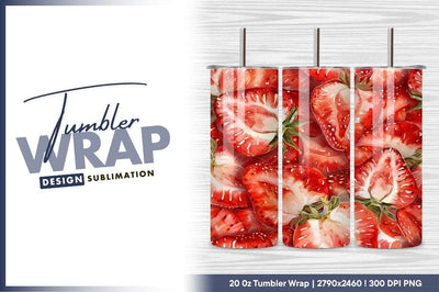 Watercolor Strawberry Pattern Fresh Fruit Seamless Design Sublimation Regulrcrative 