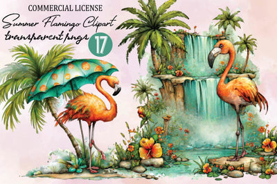 Watercolor Summer Flamingo Clipart Sublimation SVGArt 
