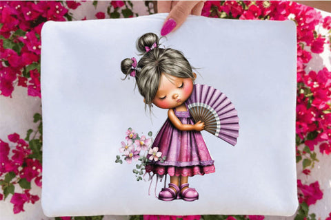 Watercolor Summer Girls Clipart Bundle. Sublimation SVGArt 
