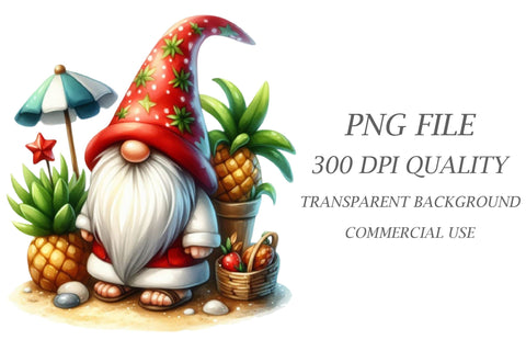 Watercolor Summer Gnome Clipart Sublimation Rupkotha 