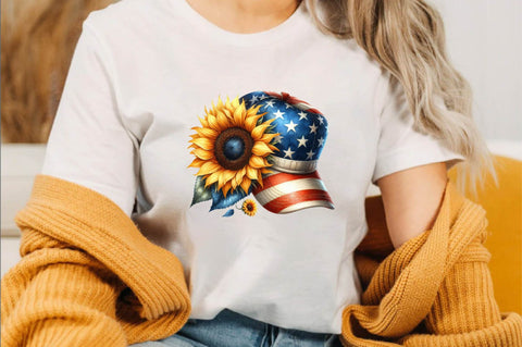 Watercolor Sunflower 4th of July Sublimation Clipart Bundle Sublimation SVGArt 