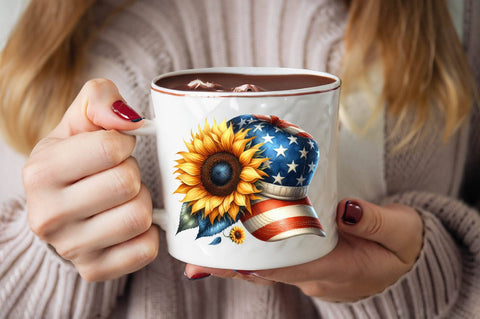 Watercolor Sunflower 4th of July Sublimation Clipart Bundle Sublimation SVGArt 