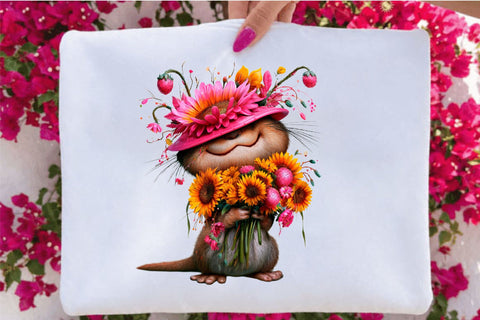 Watercolor Sunflower Animal Clipart Bundle. Sublimation SVGArt 