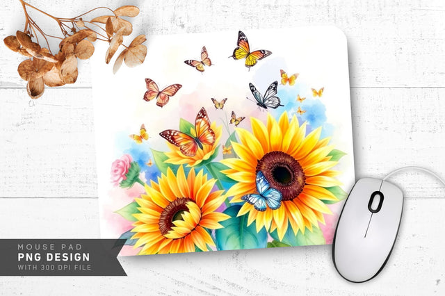Watercolor Sunflower Bliss Mousepad Sublimation Regulrcrative 
