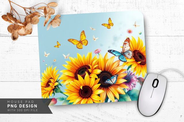 Watercolor Sunflower Bliss Mousepad Sublimation Regulrcrative 