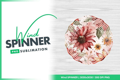 Watercolor Sunflower Floral Pattern with Red and Yellow Blooms and Green Leaves Sublimation Regulrcrative 