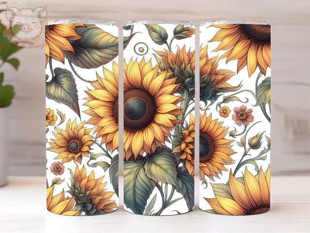 Watercolor Sunflower Pattern Tumbler, Sunflower PNG Downloads, 20oz Tumbler Png, Sublimation Design, Digital, Digital Download PNG Sublimation Lara' s Designs 