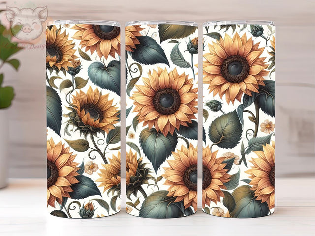 Watercolor Sunflower Pattern Tumbler, Sunflower PNG Downloads, 20oz Tumbler Png, Sublimation Design, Digital, Digital Download PNG Sublimation Lara' s Designs 