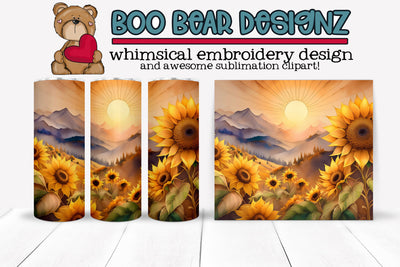Watercolor Sunflower Sublimation tumbler Sublimation Boo Bear Designz 