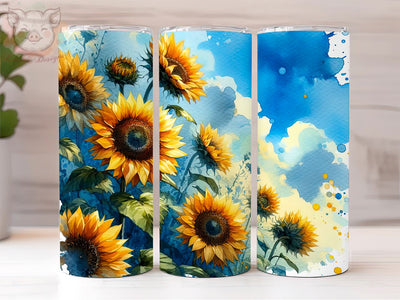 Watercolor Sunflowers 20oz Skinny Tumbler, Sunflowers tumbler Png, Sublimation Design, Digital, Digital Download PNG Sublimation Lara' s Designs 