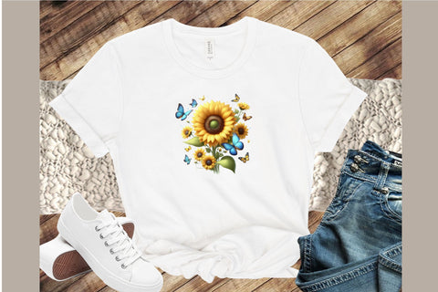 Watercolor Sunflowers and Butterflies Sublimation designartist 