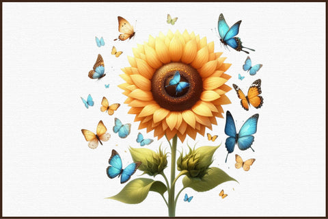 Watercolor Sunflowers and Butterflies Sublimation designartist 