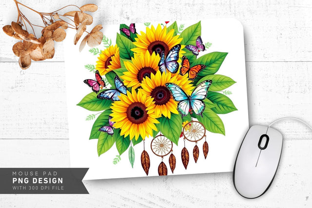 Watercolor Sunflowers Mousepad Sublimation Regulrcrative 
