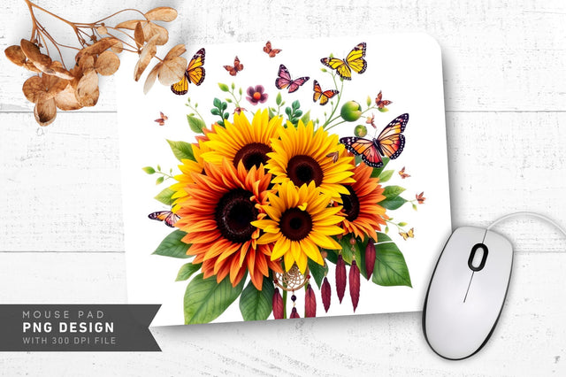 Watercolor Sunflowers Mousepad Sublimation Regulrcrative 