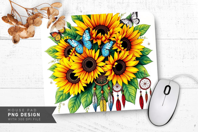 Watercolor Sunflowers Mousepad Sublimation Regulrcrative 