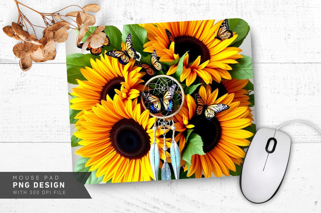 Watercolor Sunflowers Mousepad Sublimation Regulrcrative 