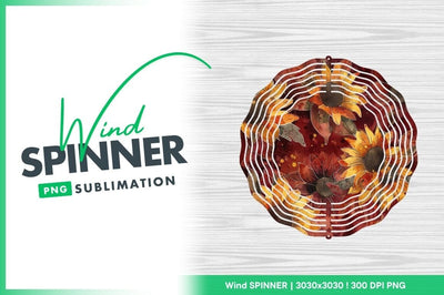 Watercolor Sunflowers with Leaves on Red Background Wind Spinner Round Png Sublimation Regulrcrative 
