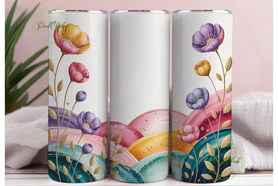 Watercolor Sunset Floral 20oz Tumbler Sublimation PixelChick 
