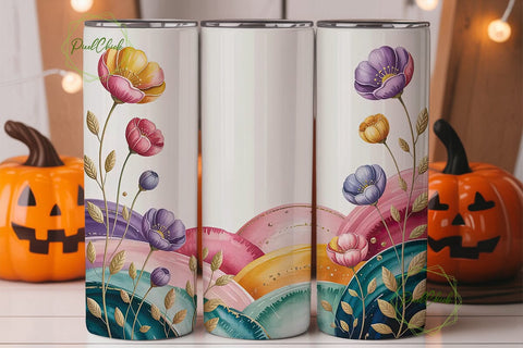 Watercolor Sunset Floral 20oz Tumbler Sublimation PixelChick 