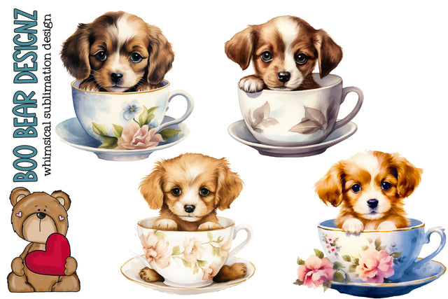 Watercolor Teacup Puppy Clipart SVG Boo Bear Designz 