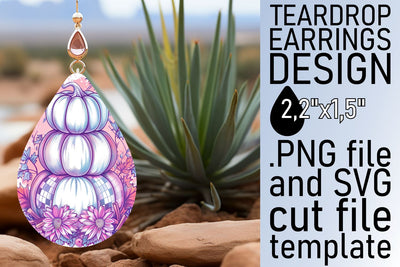 Watercolor Teardrop Earrings Autumn Sublimation afrosvg 