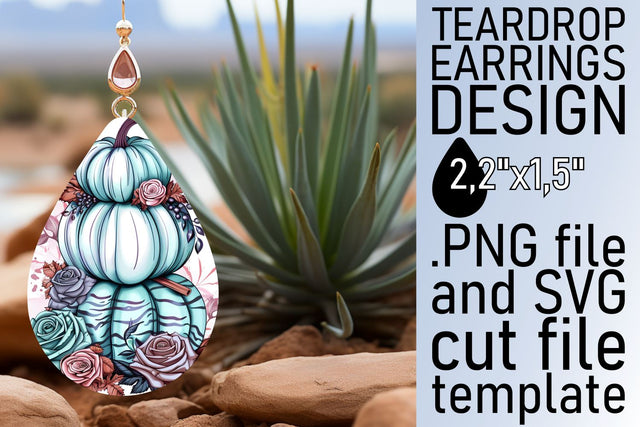 Watercolor Teardrop Earrings Pumpkin Sublimation afrosvg 