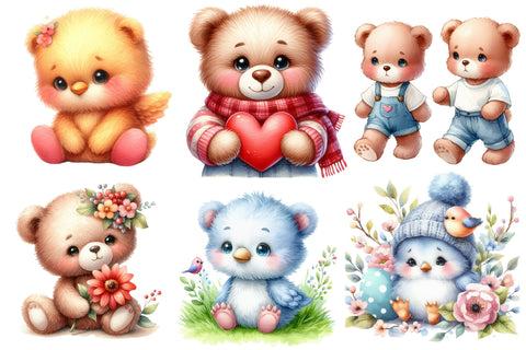 Watercolor Teddy Bear Clipart Sublimation Rupkotha 