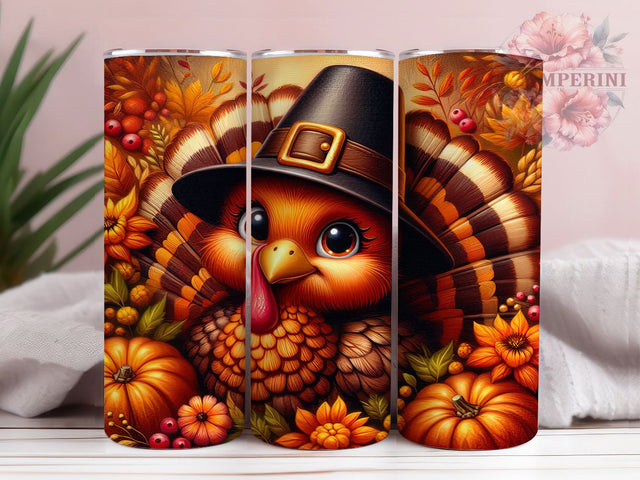 Watercolor Thanksgiving Turkey Tumbler, Thanksgiving Wrap Design, Autumn Sublimation PNG, Rustic Farmhouse Style, 20oz Tumbler Sublimation, Holiday Harvest Aesthetic, Artistic Fall Design Sublimation Li Zamperini 