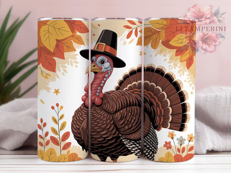 Watercolor Thanksgiving Turkey Tumbler, Thanksgiving Wrap Design, Autumn Sublimation PNG, Rustic Farmhouse Style, 20oz Tumbler Sublimation, Holiday Harvest Aesthetic, Artistic Fall Design Sublimation Li Zamperini 