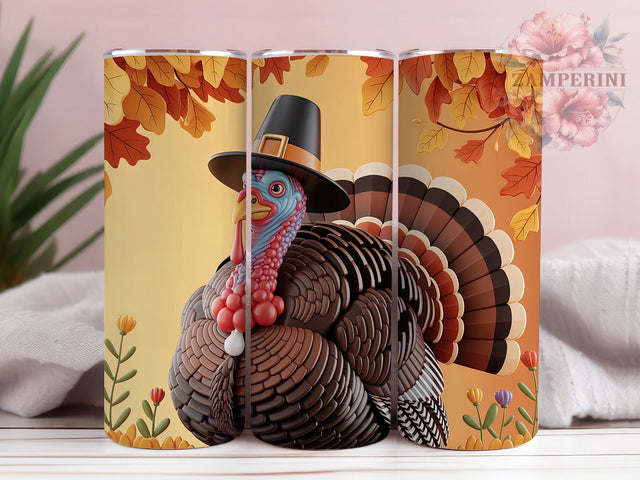 Watercolor Thanksgiving Turkey Tumbler, Thanksgiving Wrap Design, Autumn Sublimation PNG, Rustic Farmhouse Style, 20oz Tumbler Sublimation, Holiday Harvest Aesthetic, Artistic Fall Design Sublimation Li Zamperini 