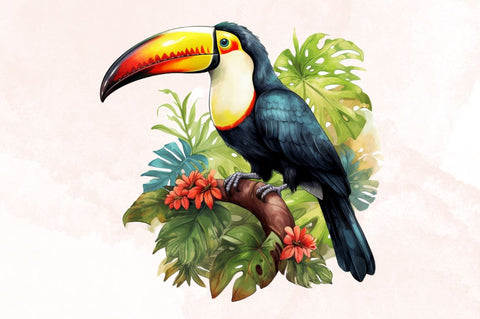 Watercolor Toucan in Rainforest Sublimation Bundle Sublimation Designangry 