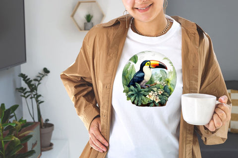 Watercolor Toucan in Rainforest Sublimation Bundle Sublimation Designangry 