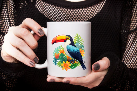 Watercolor Toucan in Rainforest Sublimation Bundle Sublimation Designangry 