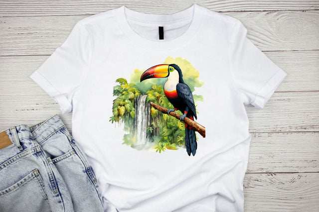 Watercolor Toucan in Rainforest Sublimation Bundle Sublimation Designangry 