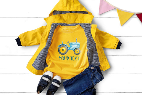 Watercolor Tractor Clipart PNG, Boys Birthday Invitations Sublimation RedHelgaArt 