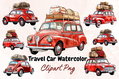 Watercolor Travel Car Watercolor Clipart Bundle Sublimation Designangry 