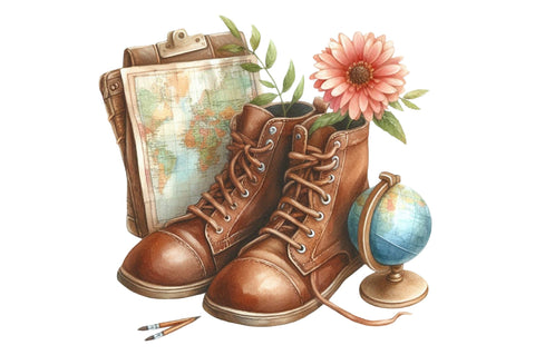 Watercolor Travel Clipart Sublimation SVGista 