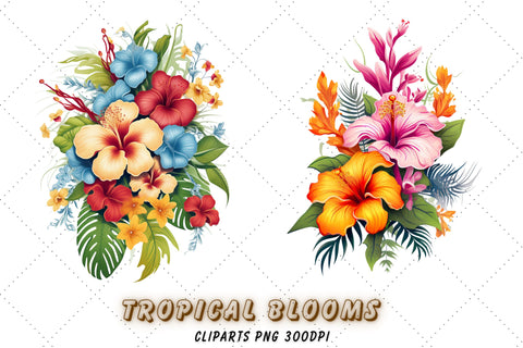 Watercolor Tropical Flowers Clipart, Exotic Clipart, png watercolor flowers illustration, tropical clipart flowers, Commercial Use Sublimation FloridPrintables 