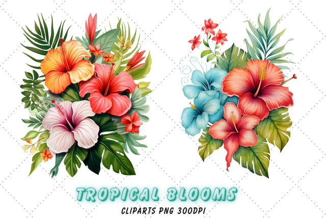 Watercolor Tropical Flowers Clipart Set | Flowers Sublimation Sublimation FloridPrintables 