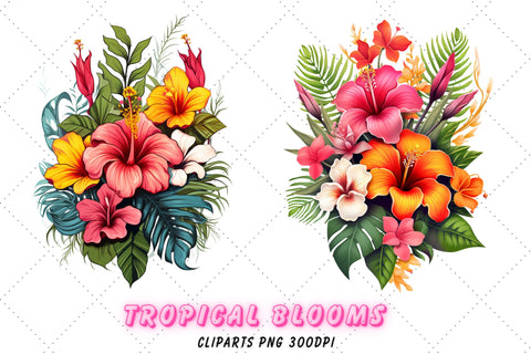 Watercolor Tropical Flowers Clipart Tropical Flowers Bundle Summer Clipart Tropical Clipart Summer Tropical Clipart Free Commercial Us Sublimation FloridPrintables 