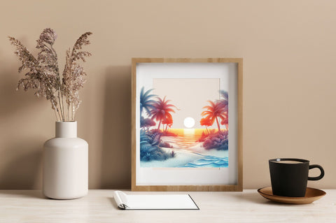 Watercolor Tropical Sunsets Clipart Sublimation SVGArt 
