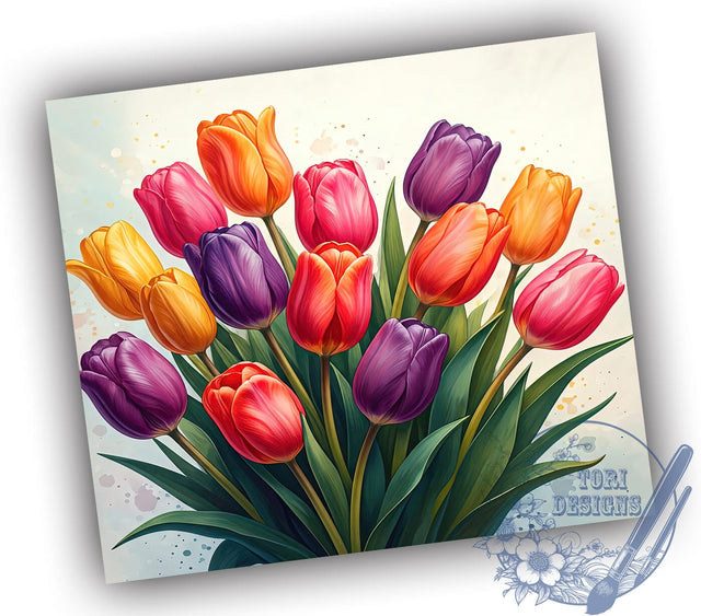 Watercolor Tulip Flowers 20oz Tumbler, Watercolor Floral Cup, 20oz Sublimation, Flower Drinkware, Spring Tumbler, Floral Art Design, Gifts for Flower Lovers Sublimation ToriDesigns 