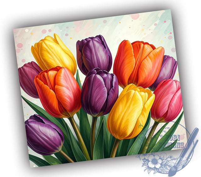 Watercolor Tulip Flowers 20oz Tumbler, Watercolor Floral Cup, 20oz Sublimation, Flower Drinkware, Spring Tumbler, Floral Art Design, Gifts for Flower Lovers Sublimation ToriDesigns 
