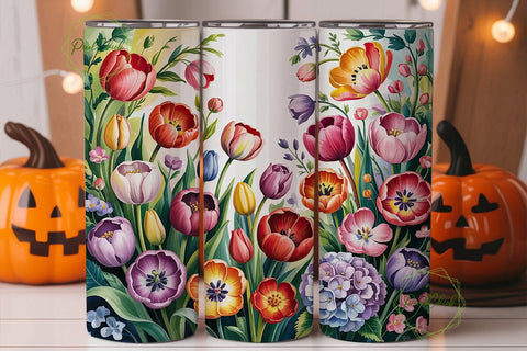 Watercolor Tulips 20oz Tumbler Wrap Sublimation PixelChick 