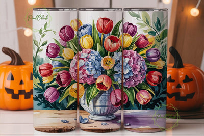 Watercolor Tulips 20oz Tumbler Wrap Sublimation PixelChick 
