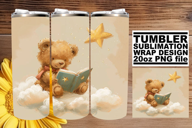 Watercolor Tumbler with Nursery Bears - Playful Delights Sublimation afrosvg 