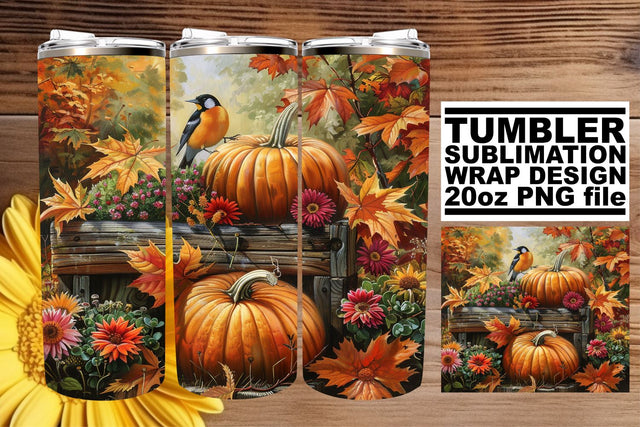 Watercolor Tumbler Wrap - Fall Landscape 20oz Sublimation Sublimation afrosvg 