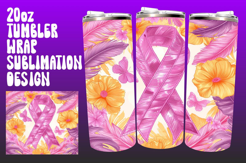 Watercolor Tumbler Wrap for Pink Ribbon Sublimation afrosvg 