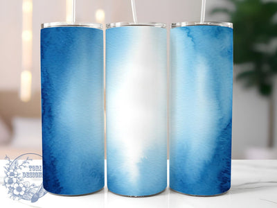 Watercolor Tumbler Wrap, Sky Blue Design, 20oz Sublimation, Blue Border Tumbler, Artistic Drinkware, Blue Ombre Tumbler, Stylish Tumbler Wrap Sublimation ToriDesigns 