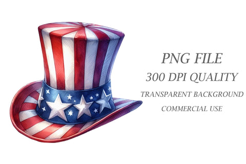 Watercolor Uncle Sam Hat 4ft Of July Clipart Sublimation Rupkotha 